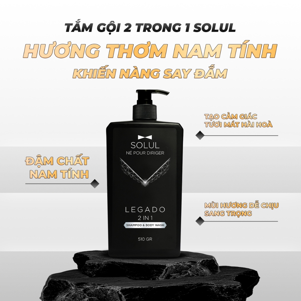 [Set Elite] Solul Sữa Tắm Gội 2in1 510g+Sữa rửa mặt 210g+Dung dịch vệ sinh 210g+Body Mist Nước hoa