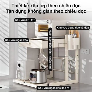 BMZAR Kệ lò vi sóng thép cacbon Có ngăn kéo Kệ Để Đồ Nhà Bếp cao cấp Kệ Để Lò Vi Sóng durable