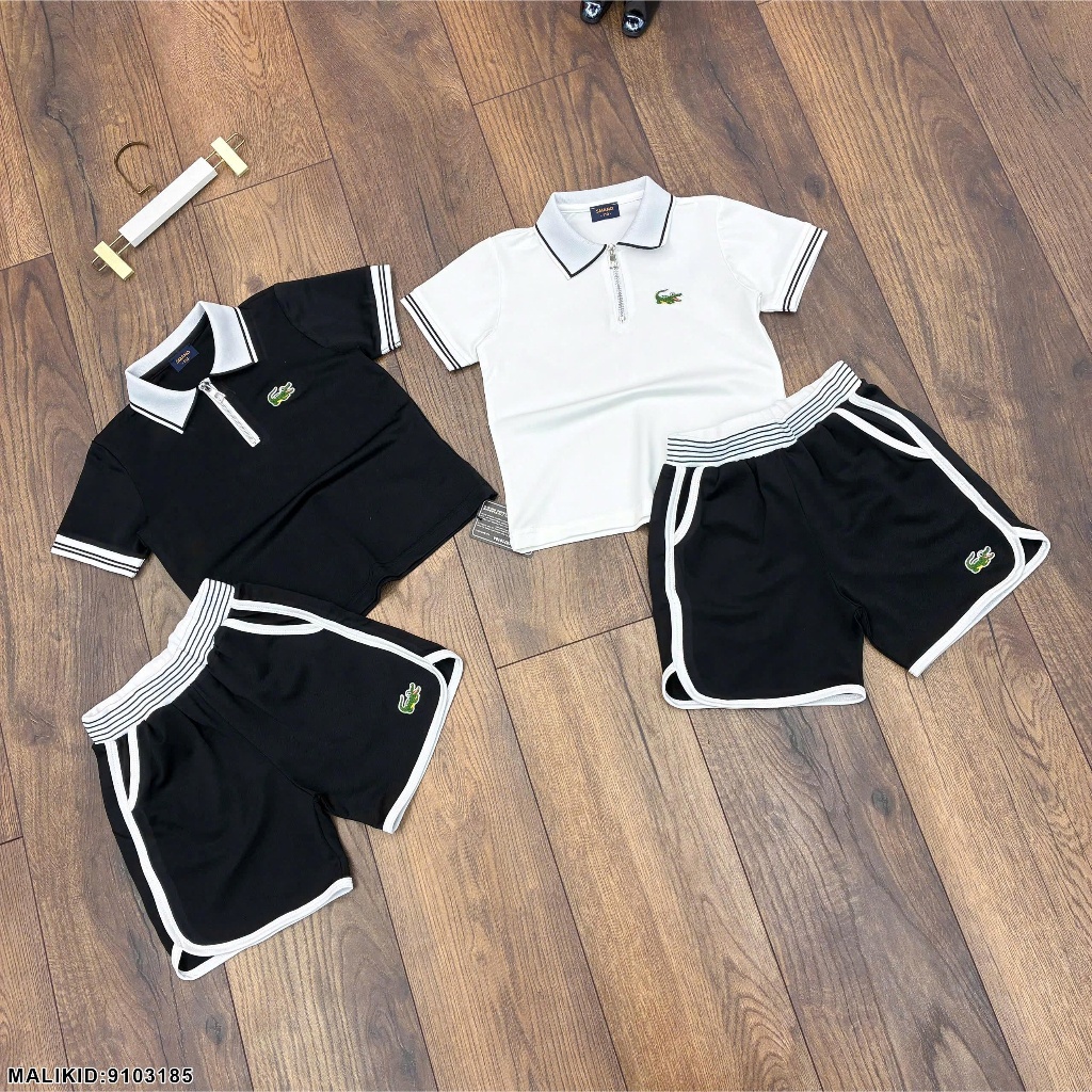 Bộ cộc cho bé trai polo có khóa kéo cổ thêu hình cá sấu hàng cao cấp- Set quần áo ngắn tay hè cho bé trai hàng siêu đẹp