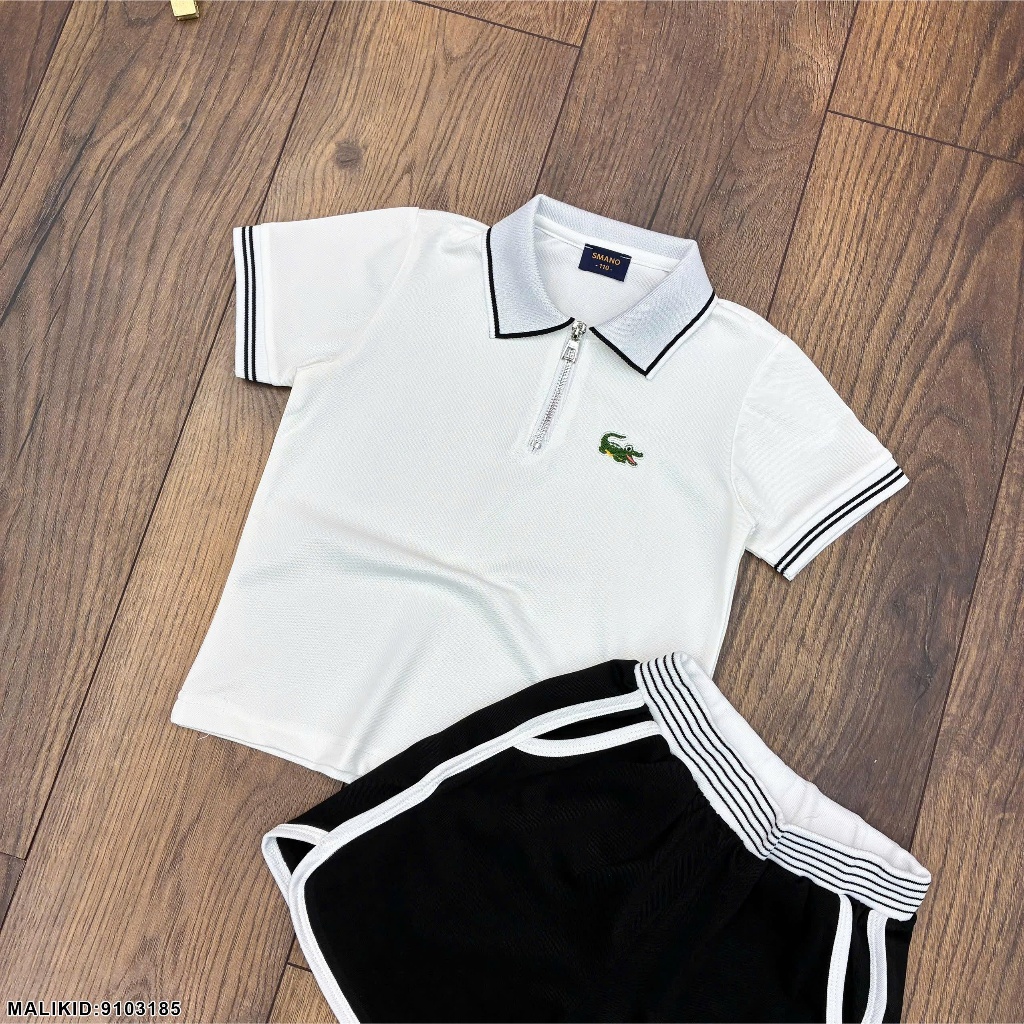 Bộ cộc cho bé trai polo có khóa kéo cổ thêu hình cá sấu hàng cao cấp- Set quần áo ngắn tay hè cho bé trai hàng siêu đẹp