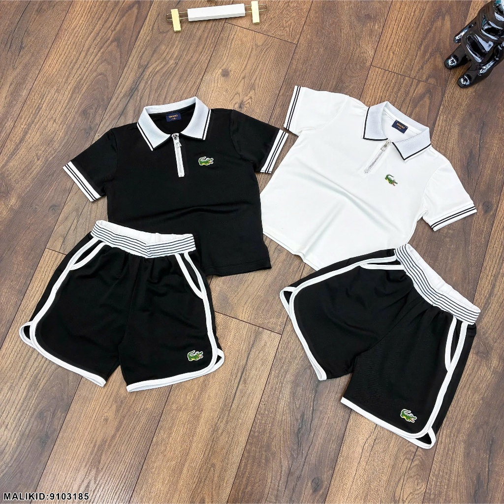 Bộ cộc cho bé trai polo có khóa kéo cổ thêu hình cá sấu hàng cao cấp- Set quần áo ngắn tay hè cho bé trai hàng siêu đẹp