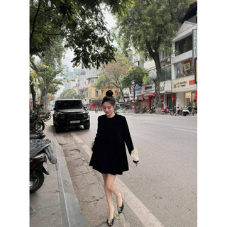 Váy Đầm Babydoll Dáng MiDi Phối Tay Hoa Kab Hot Hit