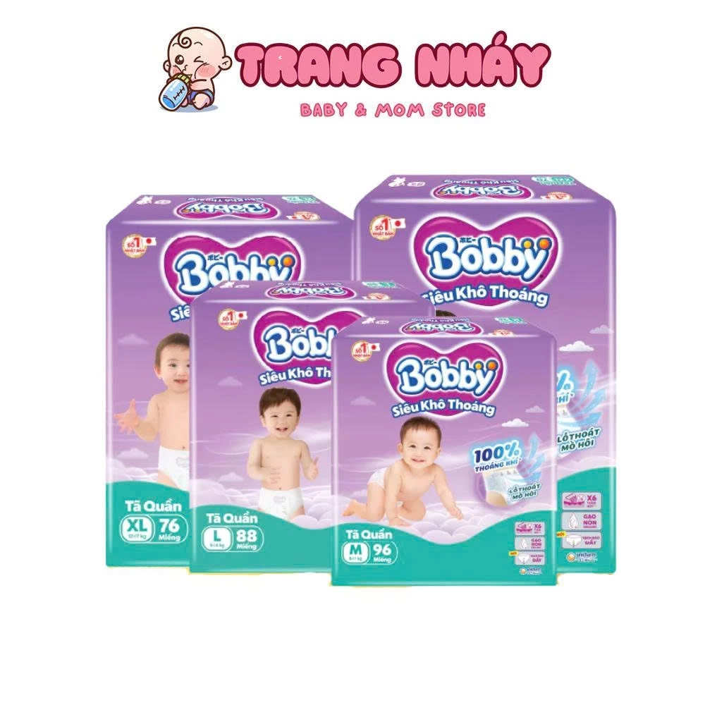 Bỉm/Tã Bobby ULtra+ Siêu Khô Thoáng, Nhiều Miếng Đủ Size Cho Bé