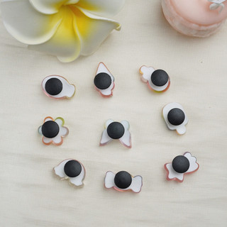 Bộ 9 Sticker, Charm 3D chủ đề Kem cá cầu vồng nhựa cứng gắn Dép Sục, Cá sấu JB-437 Mita