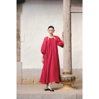 Đầm OLV suông tay bồng khoét vai Red Chiffon Puff Loose Dress dịu dàng phù hợp đi chơi lễ tết