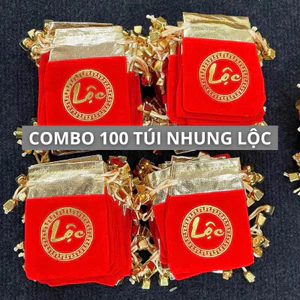 Combo 100 Túi Lộc Nhung Đỏ Đựng Vật Phẩm Phong Thuỷ/ Trang Sức/ Nữ Trang/ Decor Trang Trí