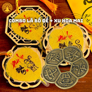 [TẶNG BLX + Mèo Thần Tài] Combo Xu Hoa Mai và Lá Bồ Đề 12 Con Giáp Phong Thuỷ Trang Trí Decor