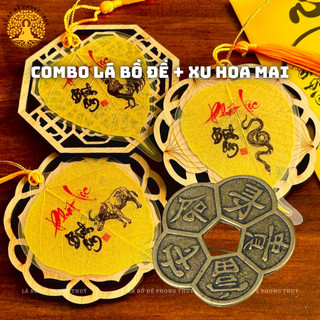 [TẶNG BLX + Mèo Thần Tài] Combo Xu Hoa Mai và Lá Bồ Đề 12 Con Giáp Phong Thuỷ Trang Trí Decor