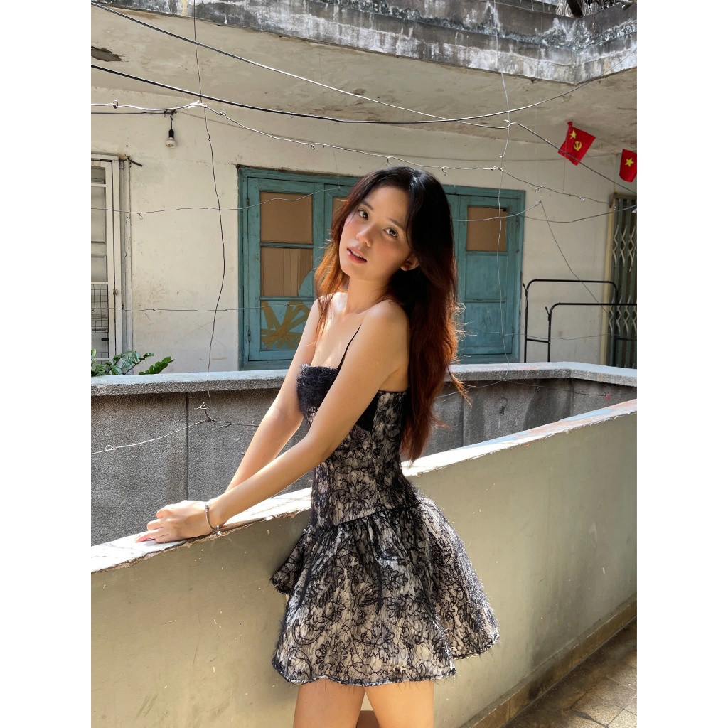 Đầm Nữ CHAGRIN DRESS 2s Form Xòe Phối Ren 2 Lớp Tiểu Thư SECODEE