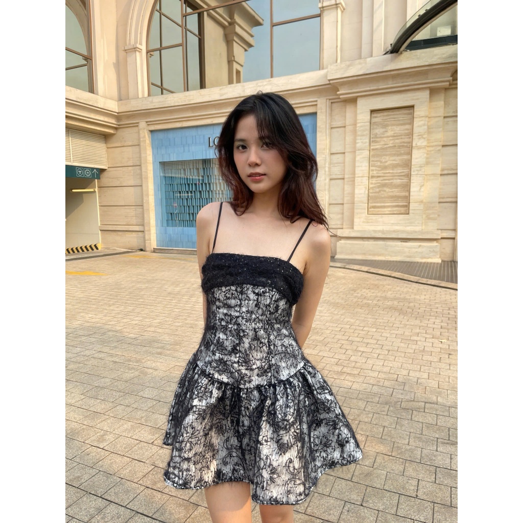 Đầm Nữ CHAGRIN DRESS 2s Form Xòe Phối Ren 2 Lớp Tiểu Thư SECODEE