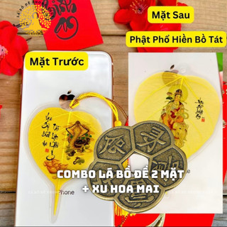 [TẶNG BLX + Mèo Thần Tài] Combo Xu Hoa Mai và Lá Bồ Đề 12 Con Giáp In 2 Mặt - Mặt Trước Con Giáp - Mặt Sau Phật Bản Mệnh