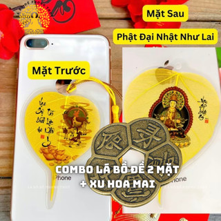 [TẶNG BLX + Mèo Thần Tài] Combo Xu Hoa Mai và Lá Bồ Đề 12 Con Giáp In 2 Mặt - Mặt Trước Con Giáp - Mặt Sau Phật Bản Mệnh