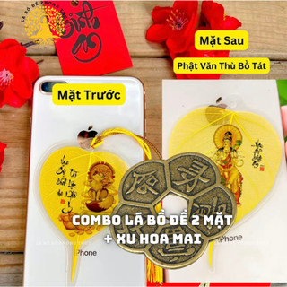[TẶNG BLX + Mèo Thần Tài] Combo Xu Hoa Mai và Lá Bồ Đề 12 Con Giáp In 2 Mặt - Mặt Trước Con Giáp - Mặt Sau Phật Bản Mệnh
