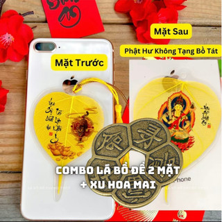 [TẶNG BLX + Mèo Thần Tài] Combo Xu Hoa Mai và Lá Bồ Đề 12 Con Giáp In 2 Mặt - Mặt Trước Con Giáp - Mặt Sau Phật Bản Mệnh