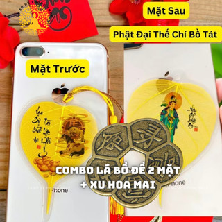 [TẶNG BLX + Mèo Thần Tài] Combo Xu Hoa Mai và Lá Bồ Đề 12 Con Giáp In 2 Mặt - Mặt Trước Con Giáp - Mặt Sau Phật Bản Mệnh