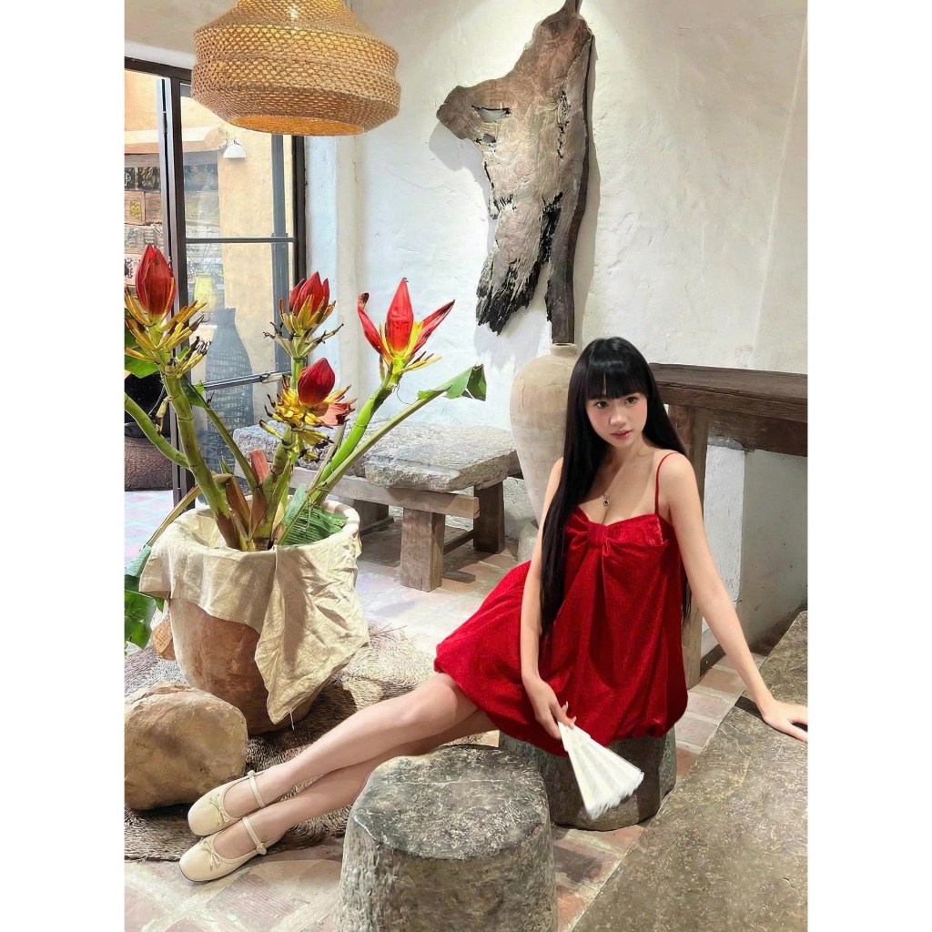 Đầm Nữ DIPITY DRESS Form Bí Phối Nơ Bản To SECODEE