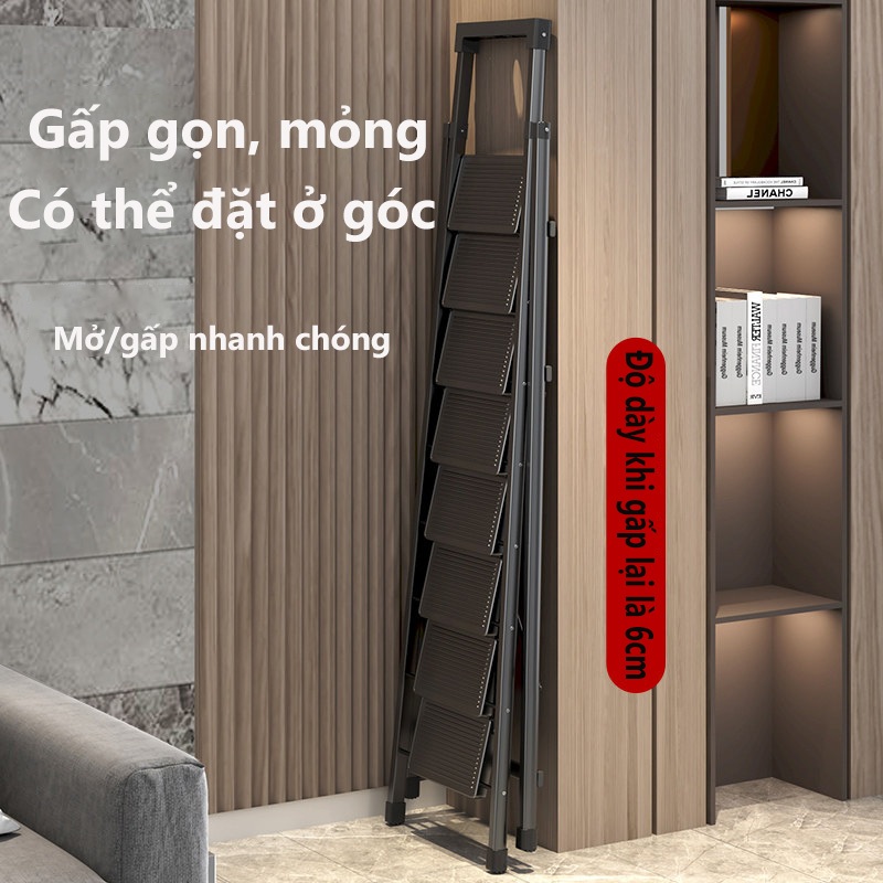 Thang Gấp Gọn Thang Chữ A Thép Chịu Lực,Tải Trọng 500kg Ổn định và an toàn 4-8 Bậc thang.
