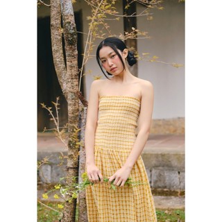 Đầm OLV cúp ngực Maxi nhún chun co giãn thoải mái Striped Cup Maxi Dress nhiều màu caro trẻ trung