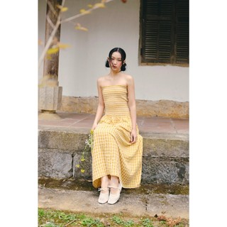 Đầm OLV cúp ngực Maxi nhún chun co giãn thoải mái Striped Cup Maxi Dress nhiều màu caro trẻ trung