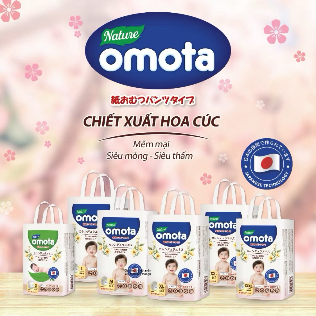 {Chính hãng} Tã Bỉm Quần Cho Bé OMOTA Công Nghệ Nhật Bản – Siêu Thấm Hút, Khóa Ẩm, Đủ Size – An Toàn