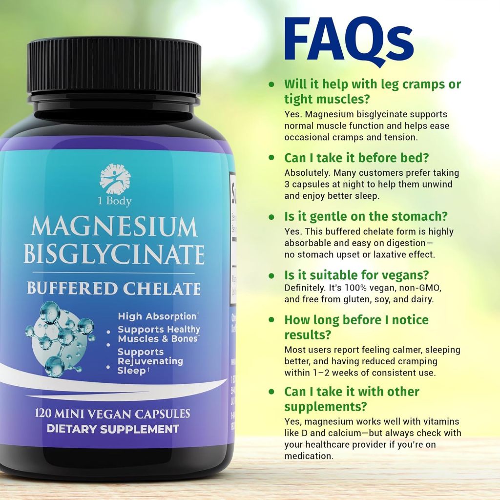 1 Body Magnesium Bisglycinate  This dietary supplement has been clinically proven to help with muscle