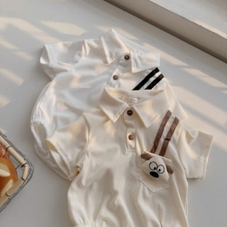 Bodysuit cổ bẻ cho bé trai 4-10kg mặc đầy tháng, thôi nôi. Body công tử bé trai. Dino Kids