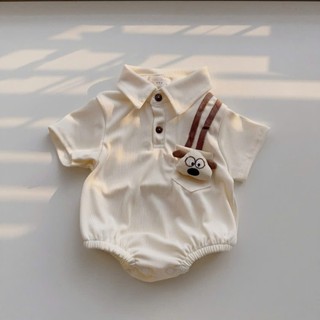 Bodysuit cổ bẻ cho bé trai 4-10kg mặc đầy tháng, thôi nôi. Body công tử bé trai. Dino Kids
