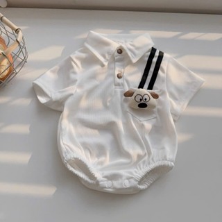 Bodysuit cổ bẻ cho bé trai 4-10kg mặc đầy tháng, thôi nôi. Body công tử bé trai. Dino Kids