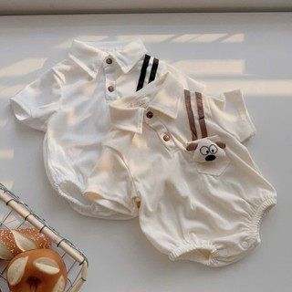 Bodysuit cổ bẻ cho bé trai 4-10kg mặc đầy tháng, thôi nôi. Body công tử bé trai. Dino Kids