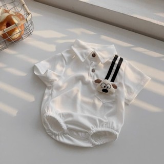 Bodysuit cổ bẻ cho bé trai 4-10kg mặc đầy tháng, thôi nôi. Body công tử bé trai. Dino Kids