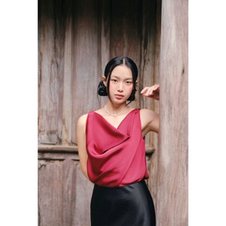 Áo OLV lụa cổ đổ dáng suông thanh lịch Satin Draped Cowl Top nhiều màu phù hợp đi chơi đi tiệc