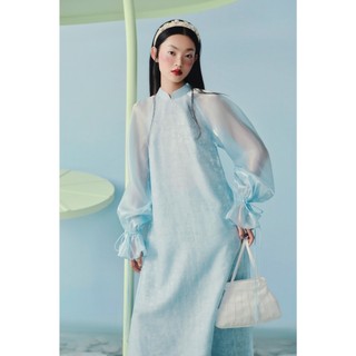 Áo dài OLV tay bồng thắt nơ trẻ trung Tố Dung phù hợp đi chơi lễ tết (Không kèm quần)