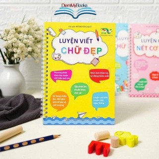 Bộ 3 Sách Luyện Viết Tự Xóa Cho Bé Luyện Chữ Đẹp Chữ Số Nét Cơ Bản Tặng Bút Định Vị Cho Bé 3–6 Tuổi