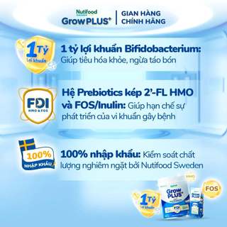 Sữa GrowPLUS+ Xanh Hỗ Trợ Tiêu Hóa Khỏe Mạnh Tăng Sức Đề Kháng Phát Triển Não Bộ Cho Bé 800g