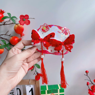 Set 2 kẹp tua rua tone đỏ cho bé phù hợp lễ tết