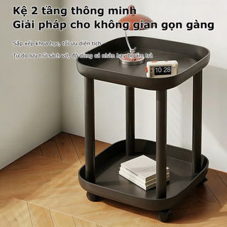 KUKA Kệ vuông 2 tầng di động Bàn trà mini có bánh xe xoay 360 độ chống ồn Tiết kiệm không gian