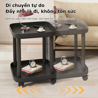 KUKA Kệ vuông 2 tầng di động Bàn trà mini có bánh xe xoay 360 độ chống ồn Tiết kiệm không gian