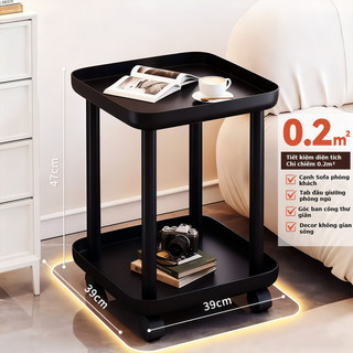 KUKA Kệ vuông 2 tầng di động Bàn trà mini có bánh xe xoay 360 độ chống ồn Tiết kiệm không gian