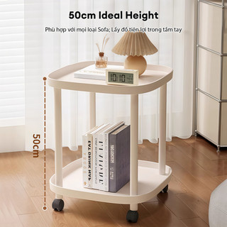 KUKA Kệ vuông 2 tầng di động Bàn trà mini có bánh xe xoay 360 độ chống ồn Tiết kiệm không gian
