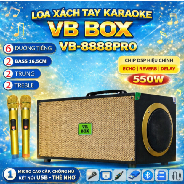 (NÂNG CẤP) Loa Karaoke Xách Tay VBBOX VB8888PLUS -8 Loa 8 Đường Tiếng ...