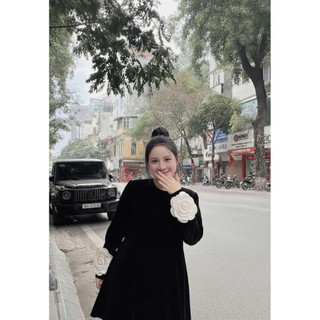 Váy Đầm Babydoll Dáng MiDi Phối Tay Hoa Kab Hot Hit