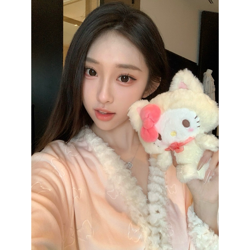 Set Đồ Ngủ Lụa Satin Nữ Phối Lông – Pijama Dài Tay Sang Trọng, Tiểu Thư