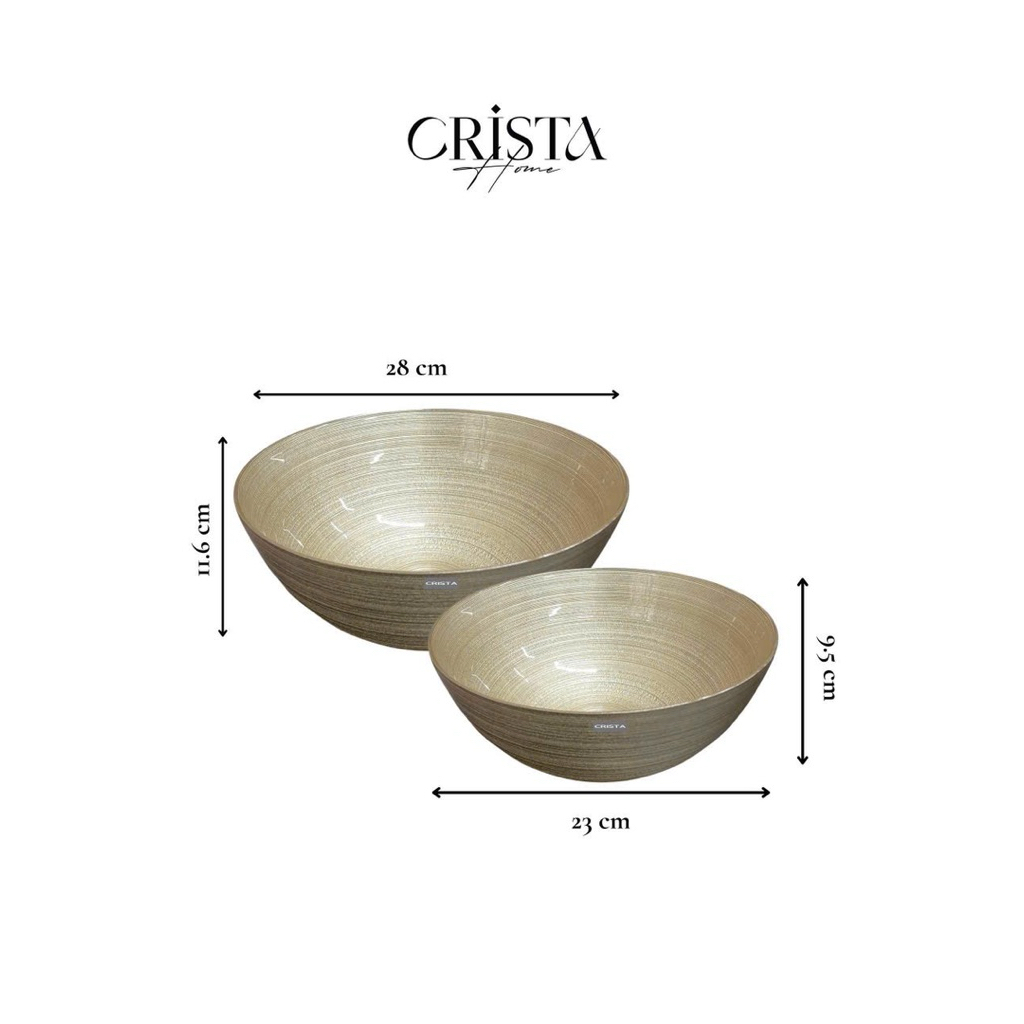 Bộ 2 Bát Thủy Tinh Tròn Crista Home 4.5L + 2.2L – Bát Tô Trộn Salad Cao Cấp Chuẩn Châu Âu