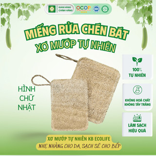 Miếng Rửa Chén Bát Bằng Xơ Mướp KB Ecolife tạo bọt rửa sạch chén bát,không hóa chất ( Chữ nhật)