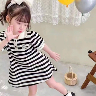 Váy Polo kẻ Gấu Dâu cho bé gái (10-35kg) chất poly mềm