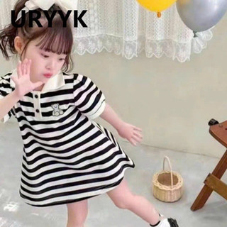 Váy Polo kẻ Gấu Dâu cho bé gái (10-35kg) chất poly mềm
