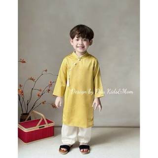 Áo dài bé trai năm ngựa 3 màu kèm quần hot 2026 chất lụa mềm mịn, áo dài cho bé trai sz 10-30kg