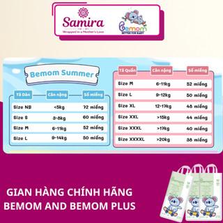 Combo 2 Bịch Tã Dán/Tã Quần Bemom Summer/Plus Ngày & Đêm Siêu Mỏng Mát, Thấm Hút Tốt Cho Bé Size NB-4XL