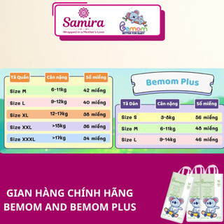 Combo 2 Bịch Tã Dán/Tã Quần Bemom Summer/Plus Ngày & Đêm Siêu Mỏng Mát, Thấm Hút Tốt Cho Bé Size NB-4XL