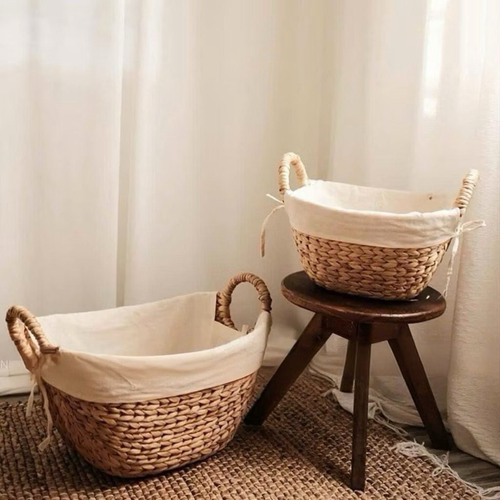 Giỏ lục bình dáng thuyền đựng đồ, decor trang trí nhà cửa